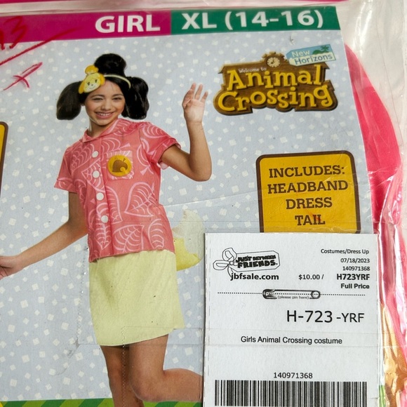 Animal Crossing Isabelle Costume Girl Dress Headband XL 14-16 NEW Halloween - Picture 7 of 7